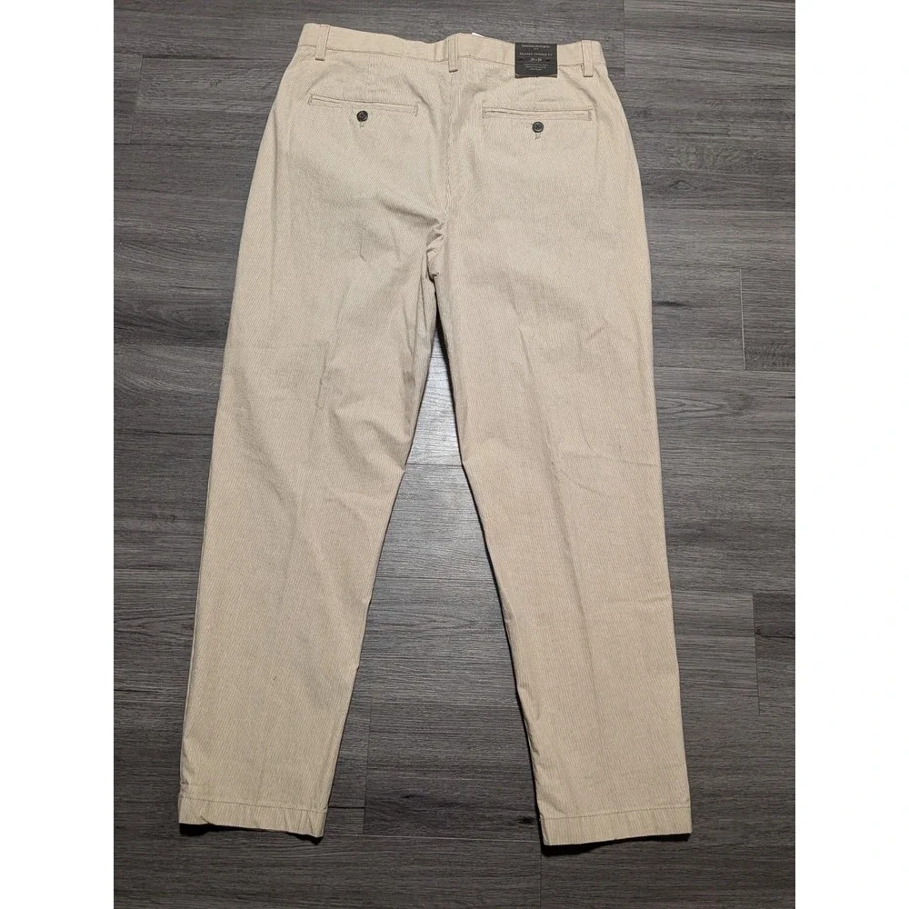 NWT Banana Republic Men's Brown Pinstriped Relaxed Tapered Fit Pants Size 33x32‎